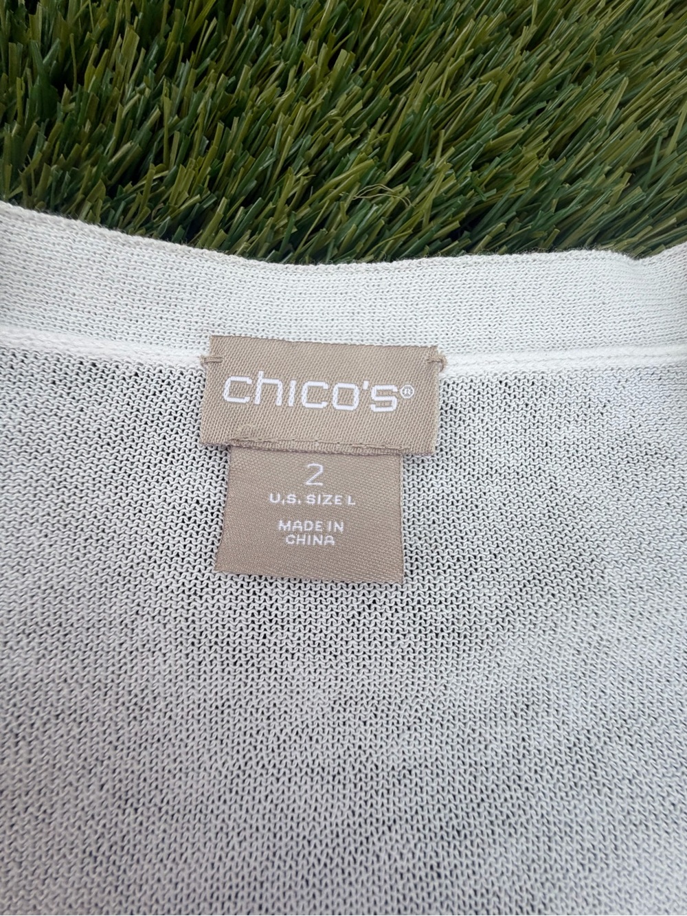 Chico's White/Off White Open-Front Cardigan with Ruched Sleeves - Picture 2 of 4